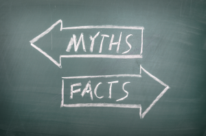On a chalkboard, "Myths" and "Facts" is written